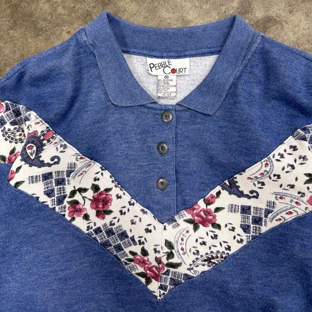 Vintage cottagecore coquette grandma grannycore floral collared sweatshirt - Picture 2 of 4